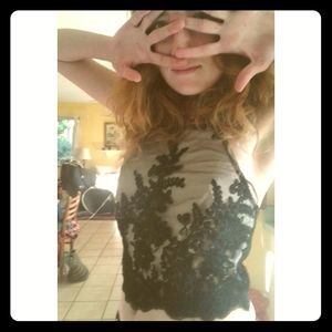 Lacy halter crop top